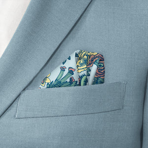 Tattoo Floral Pocket Square - Wave Fold - Knotty Tie Co.