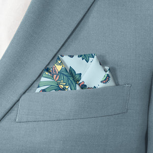 Tattoo Floral Pocket Square - Scalloped Fold - Knotty Tie Co.