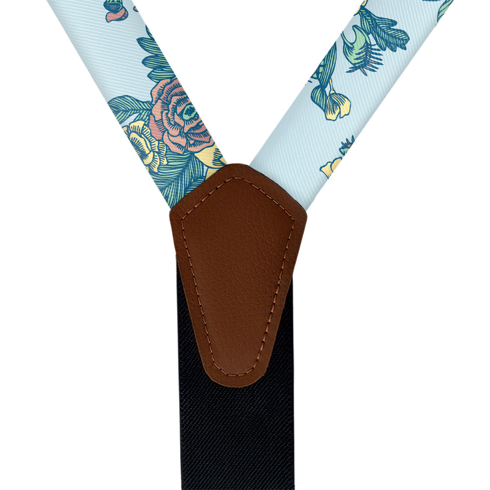 Tattoo Floral Suspenders - Vegan Leather Y-Back - Knotty Tie Co.