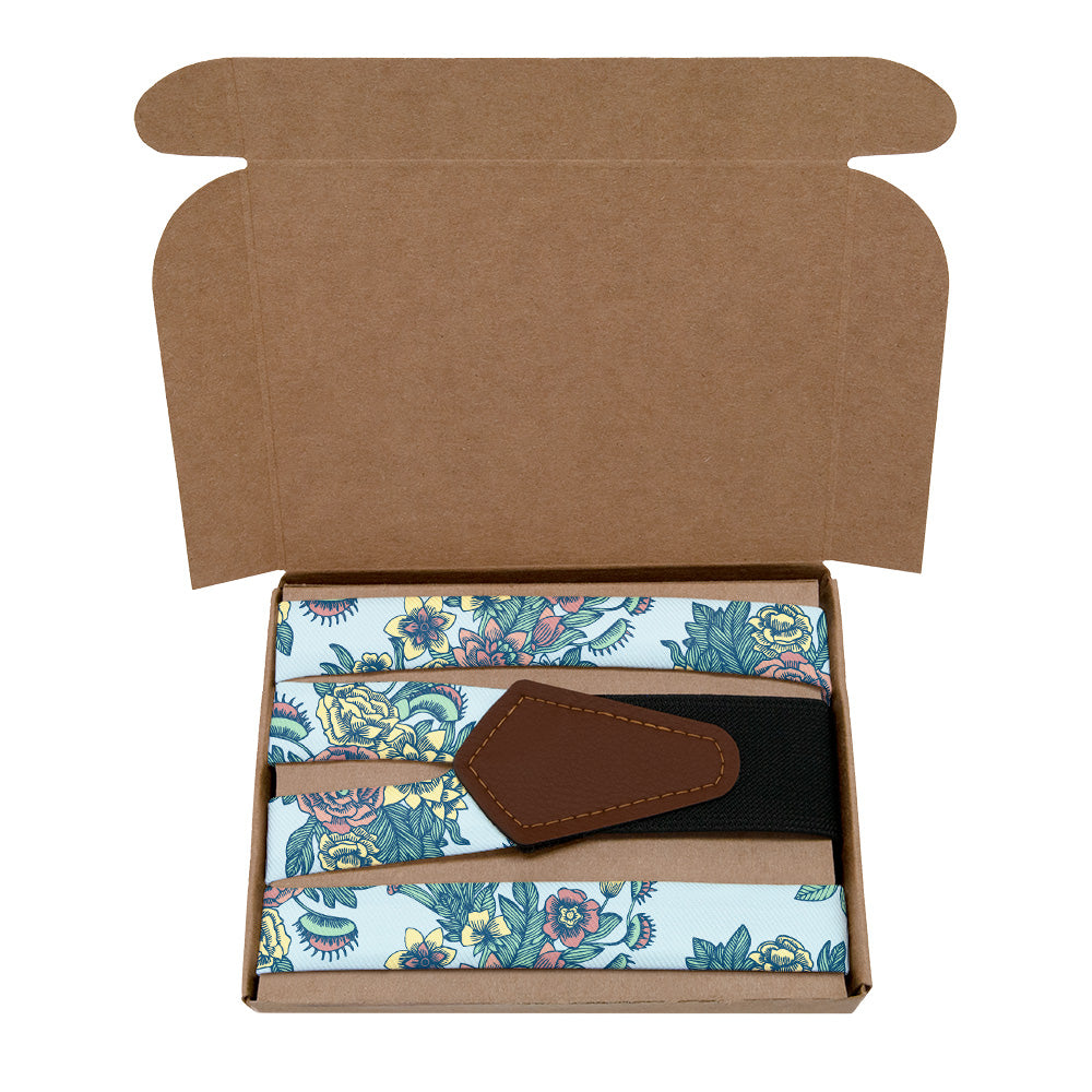 Tattoo Floral Suspenders - Kraft Gift Box Packaging - Knotty Tie Co.