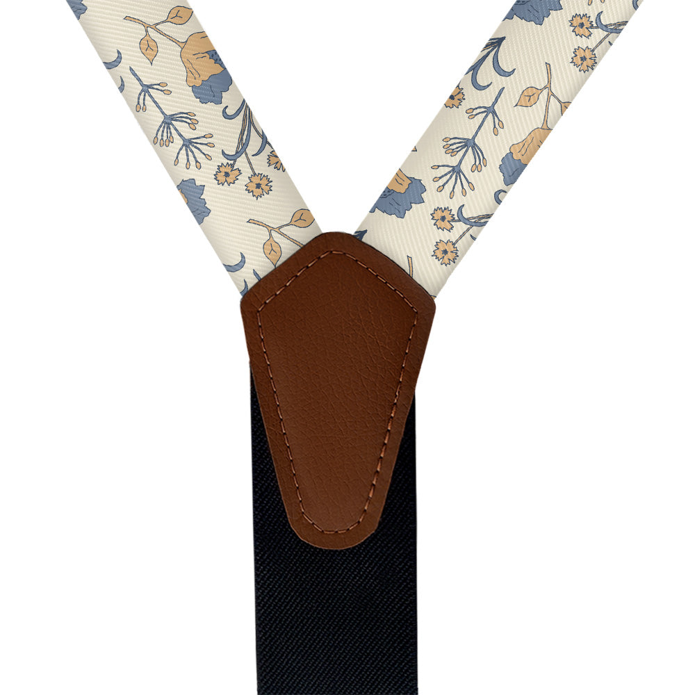 The Lyn Floral Suspenders - Vegan Leather Y-Back - Knotty Tie Co.