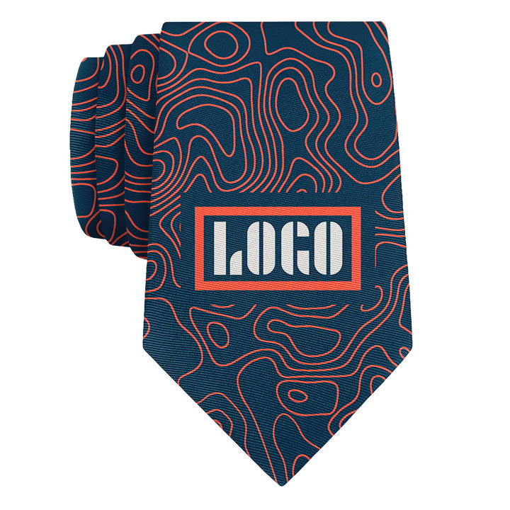 Custom Topographic 1 Logo Tie - Rolled - Knotty Tie Co.