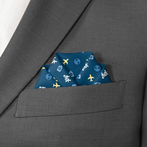 Traveling With Friends Pocket Square - Scalloped Fold - Knotty Tie Co.