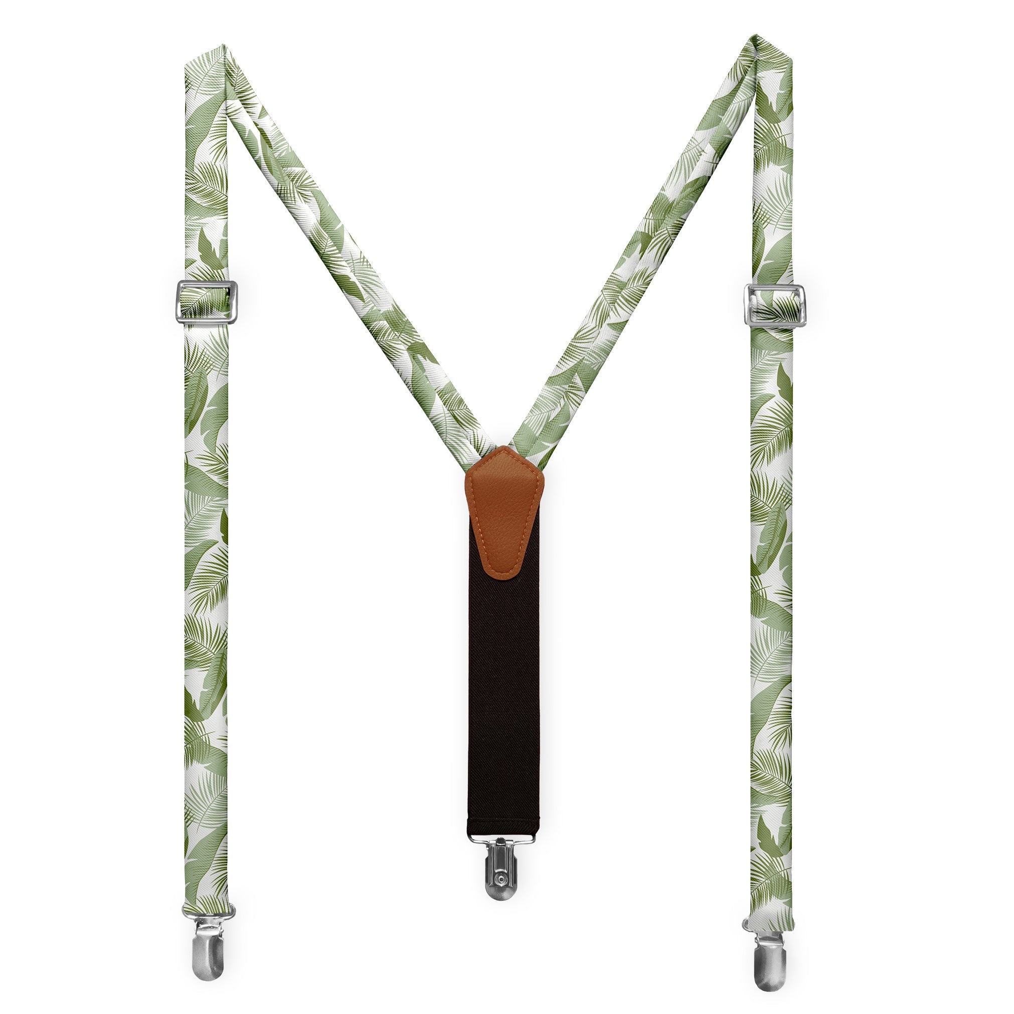 Tropical Leaves Suspenders - Full Front View - Knotty Tie Co.