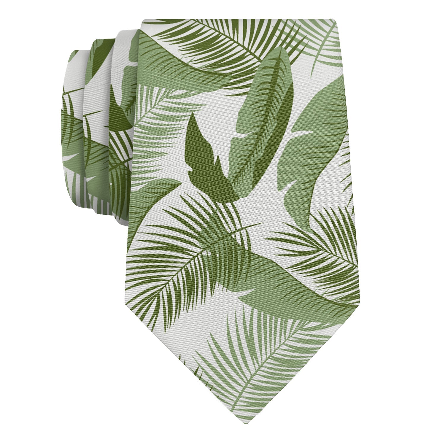 Tropical Leaves Necktie - Rolled - Knotty Tie Co.