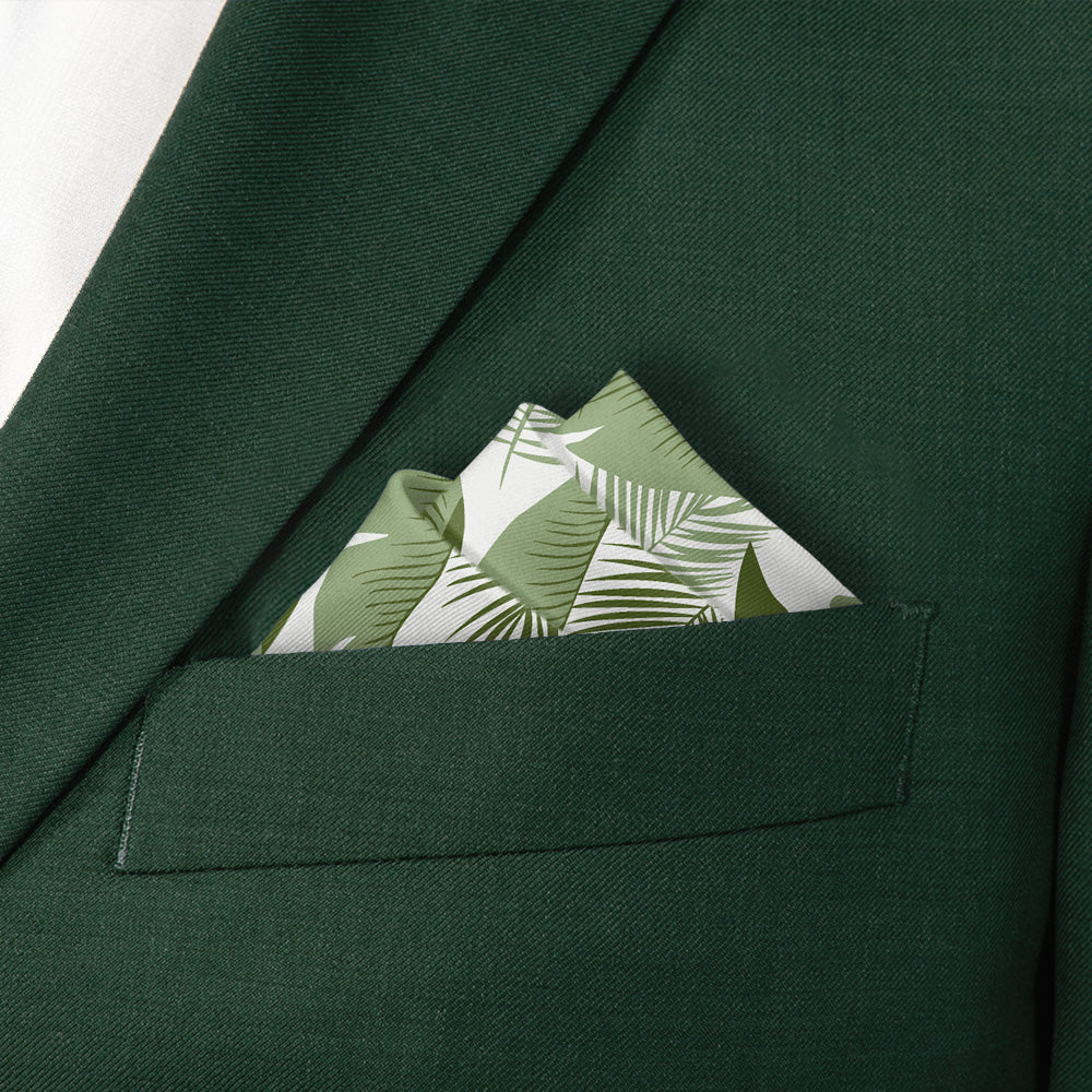 Tropical Leaves Pocket Square - Stairs Fold - Knotty Tie Co.