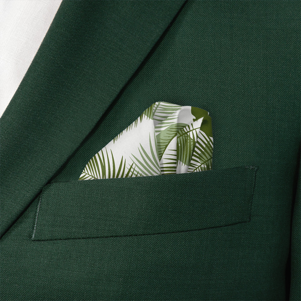 Tropical Leaves Pocket Square - Wave Fold - Knotty Tie Co.