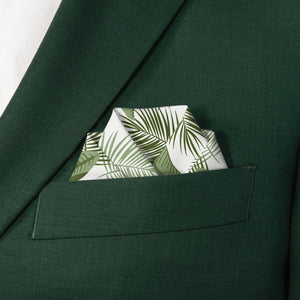 Tropical Leaves Pocket Square - Scalloped Fold - Knotty Tie Co.