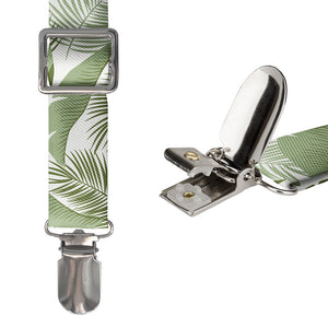 Tropical Leaves Suspenders - Hardware and Strap - Knotty Tie Co.