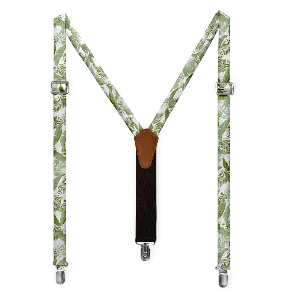 Tropical Leaves Suspenders - Full Front View - Knotty Tie Co.