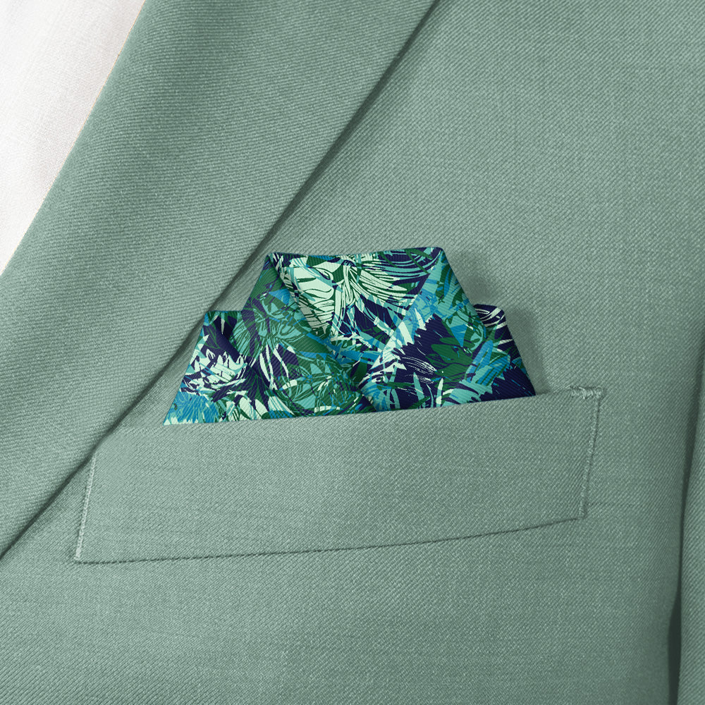 Tropics Floral Pocket Square - Scalloped Fold - Knotty Tie Co.