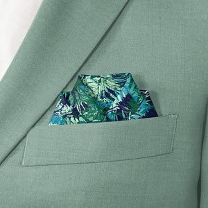 Tropics Floral Pocket Square - Scalloped Fold - Knotty Tie Co.