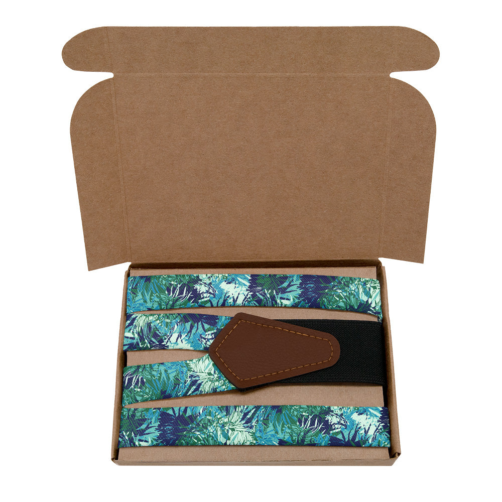 Tropics Floral Suspenders - Kraft Gift Box Packaging - Knotty Tie Co.