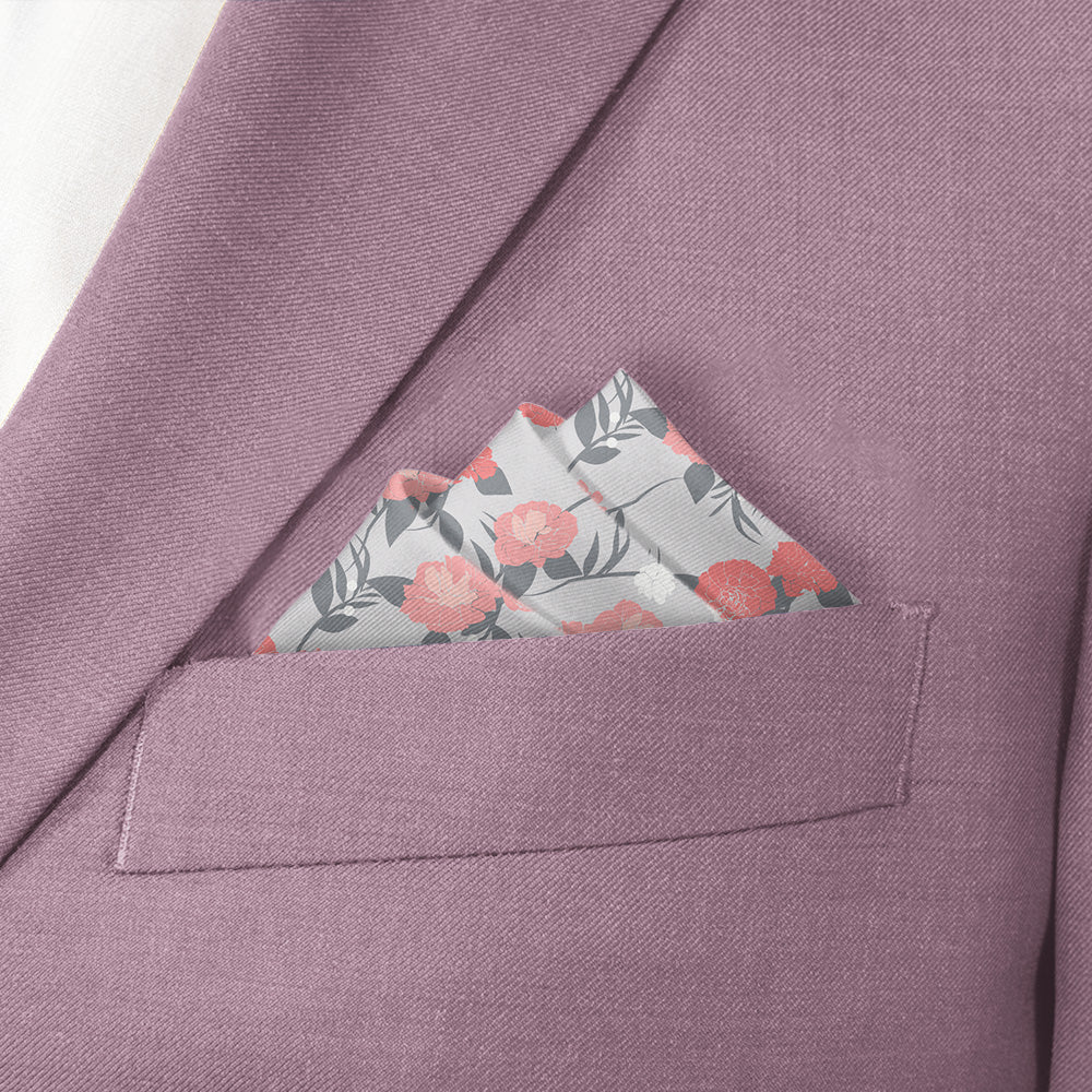 Valencia Floral Pocket Square - Stairs Fold - Knotty Tie Co.