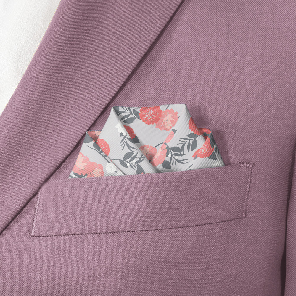 Valencia Floral Pocket Square - Scalloped Fold - Knotty Tie Co.