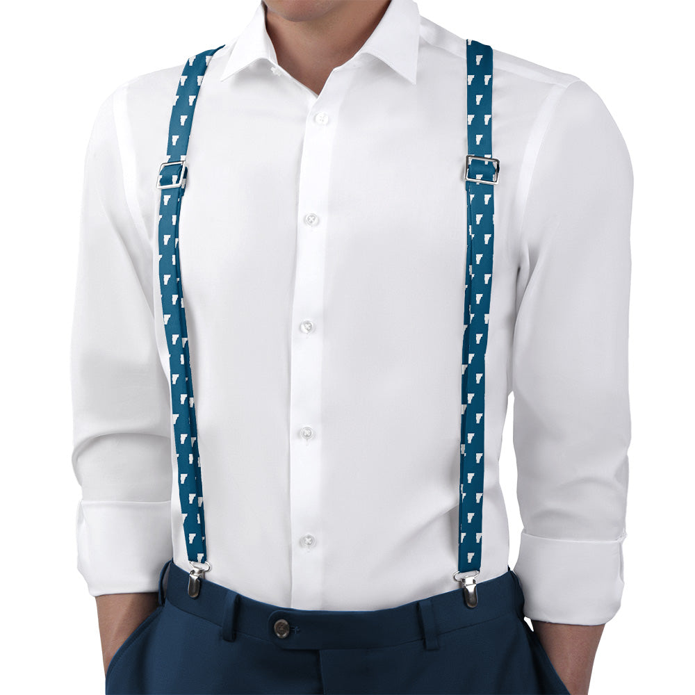 Vermont State Outline Suspenders - Main View - Knotty Tie Co.