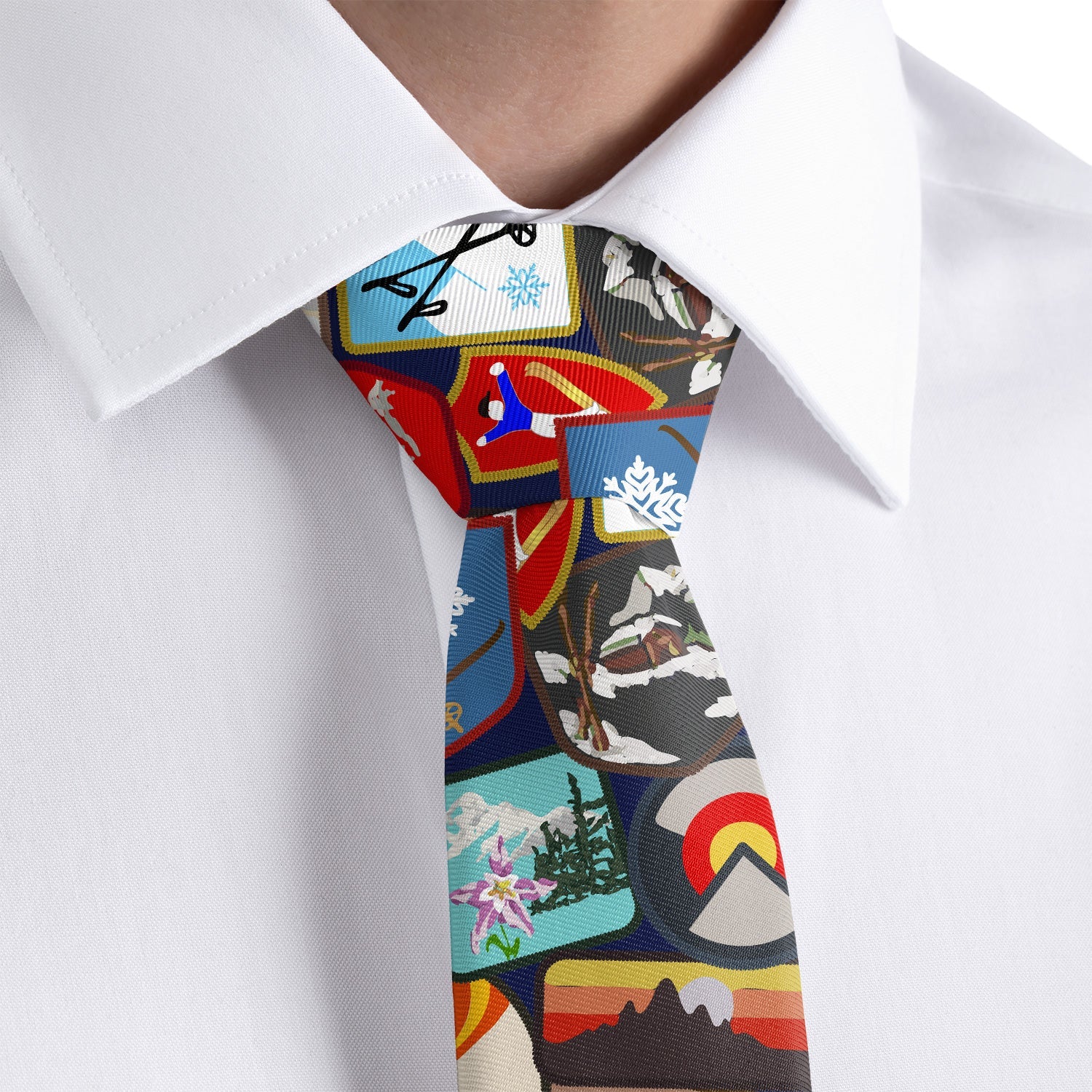 Vintage Ski Patches Necktie - Dress Shirt - Knotty Tie Co.