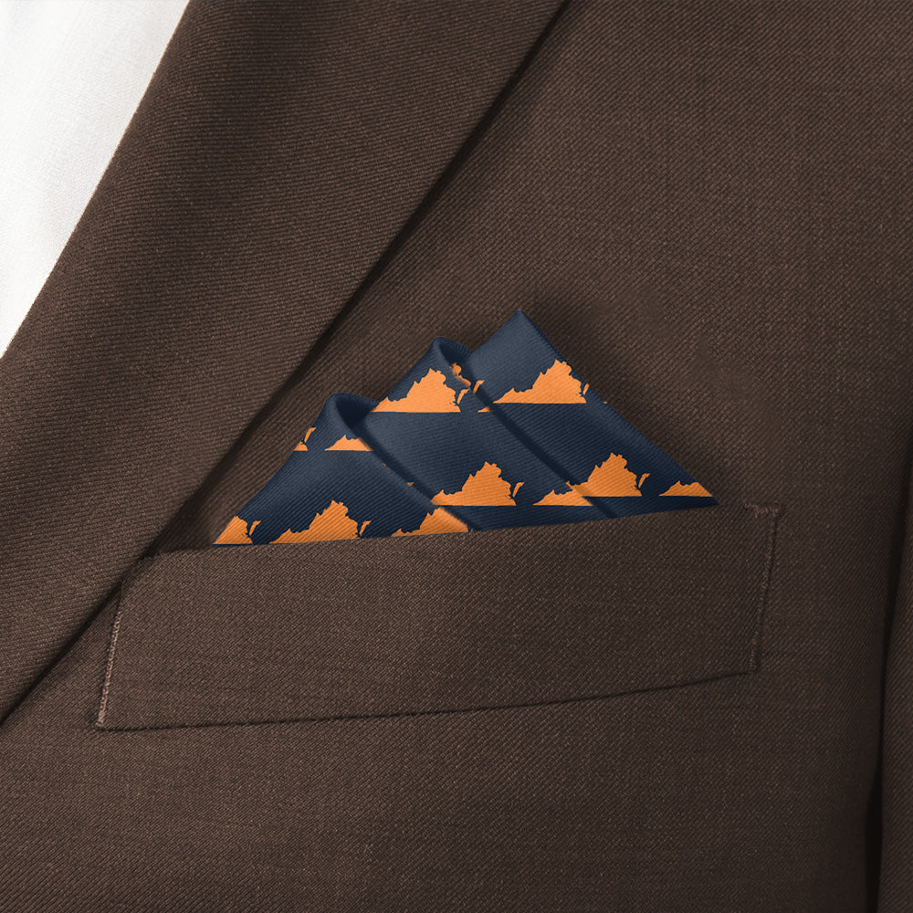 Virginia State Outline Pocket Square - Stairs Fold - Knotty Tie Co.