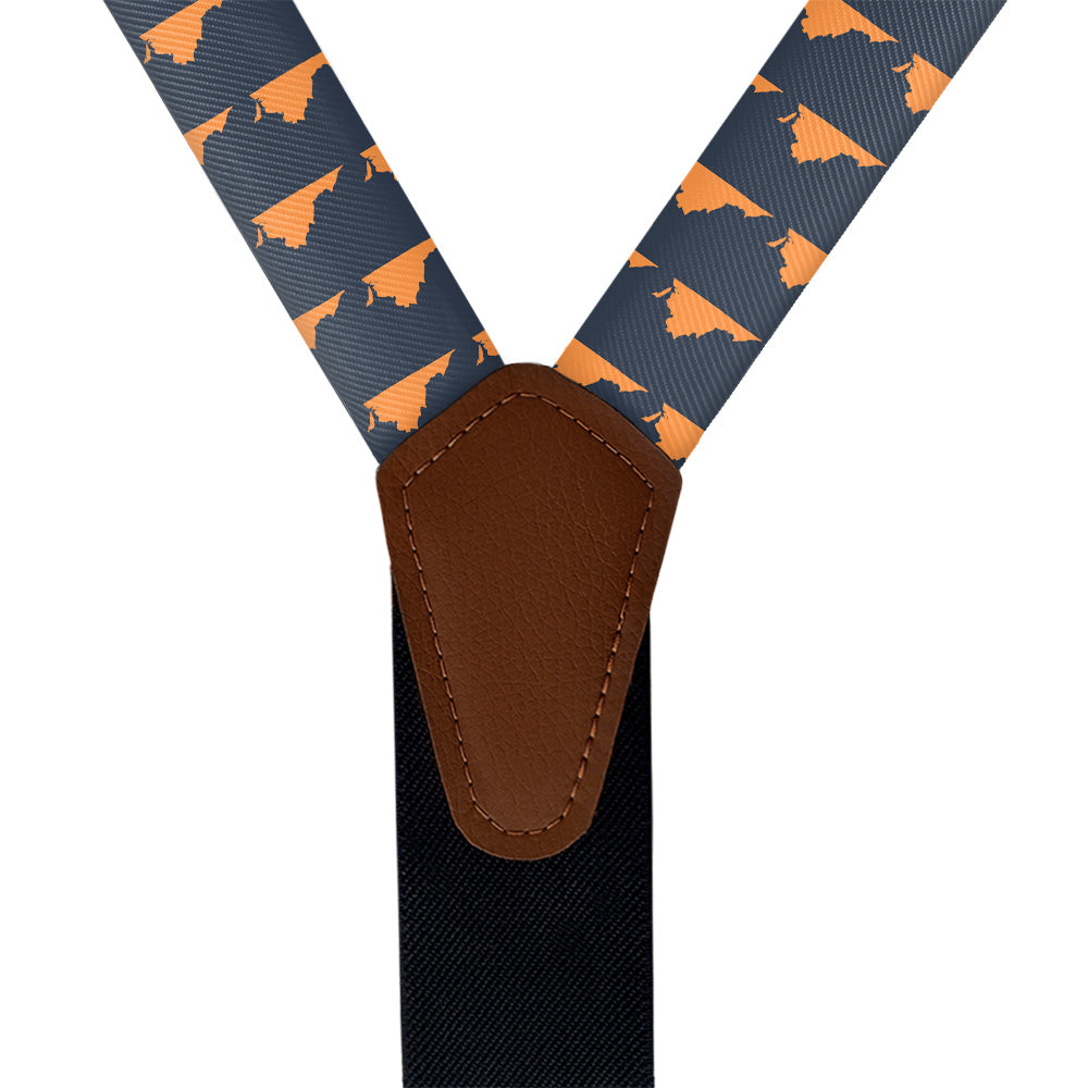 Virginia State Outline Suspenders - Vegan Leather Y-Back - Knotty Tie Co.