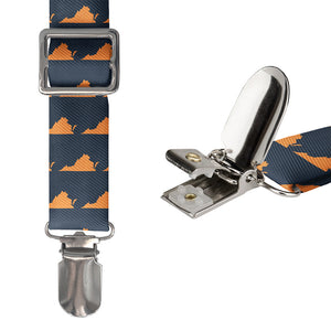 Virginia State Outline Suspenders - Hardware and Strap - Knotty Tie Co.