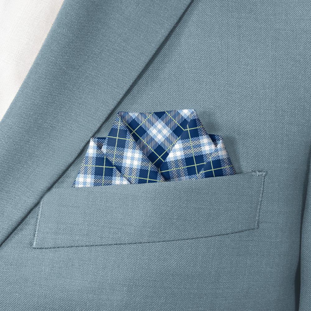 Waffle Plaid Pocket Square - Scalloped Fold - Knotty Tie Co.