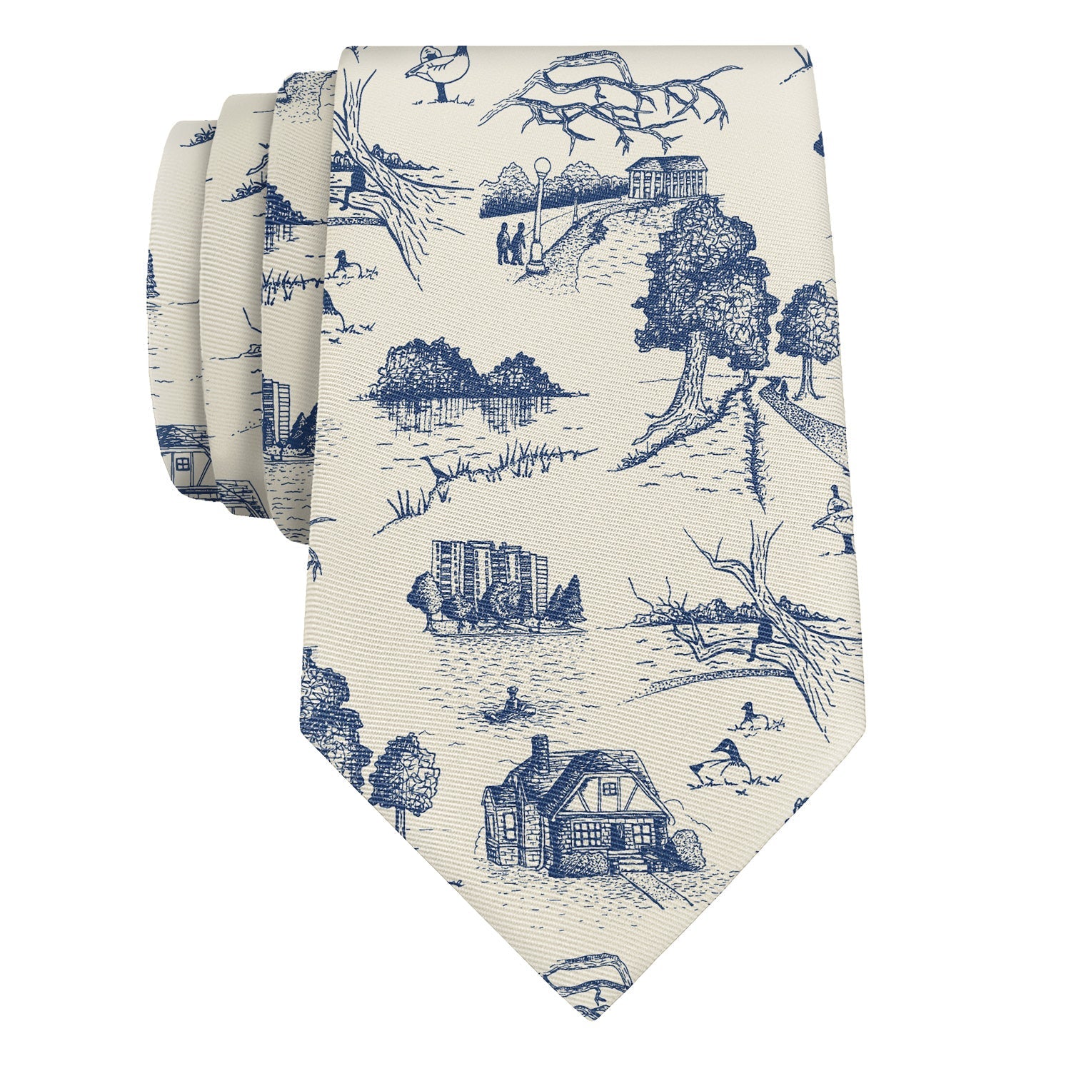 Wash Park Toile Necktie - Rolled - Knotty Tie Co.