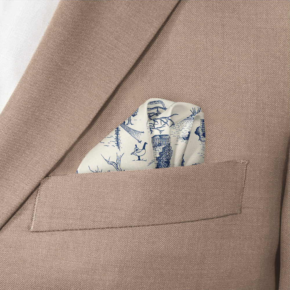 Wash Park Toile Pocket Square - Wave Fold - Knotty Tie Co.