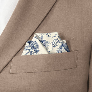 Wash Park Toile Pocket Square - Scalloped Fold - Knotty Tie Co.