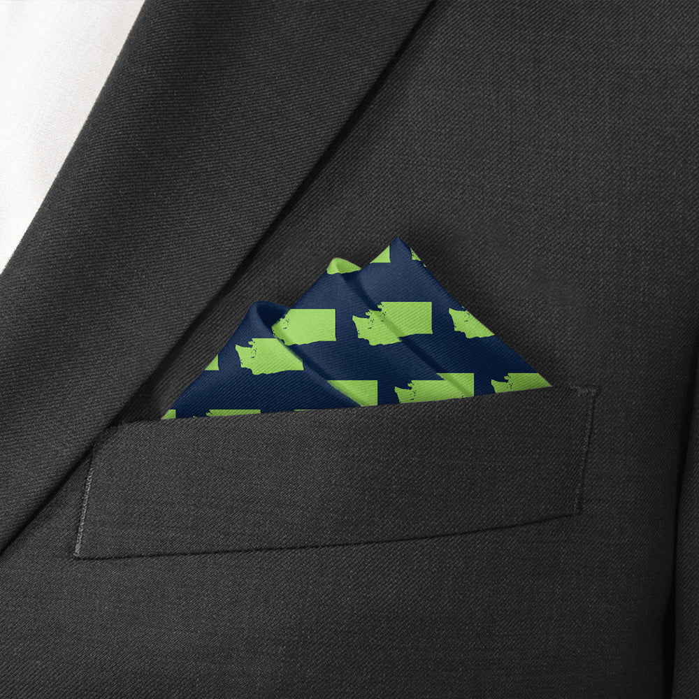 Washington State Outline Pocket Square - Stairs Fold - Knotty Tie Co.