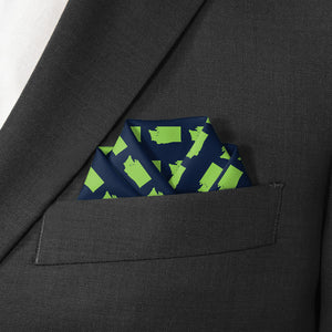 Washington State Outline Pocket Square - Scalloped Fold - Knotty Tie Co.