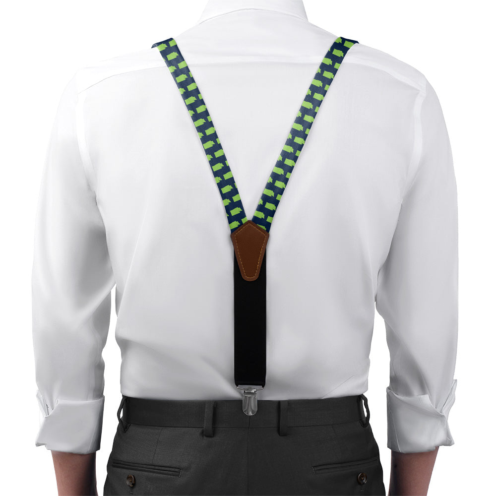 Washington State Outline Suspenders - On Model Front View - Knotty Tie Co.