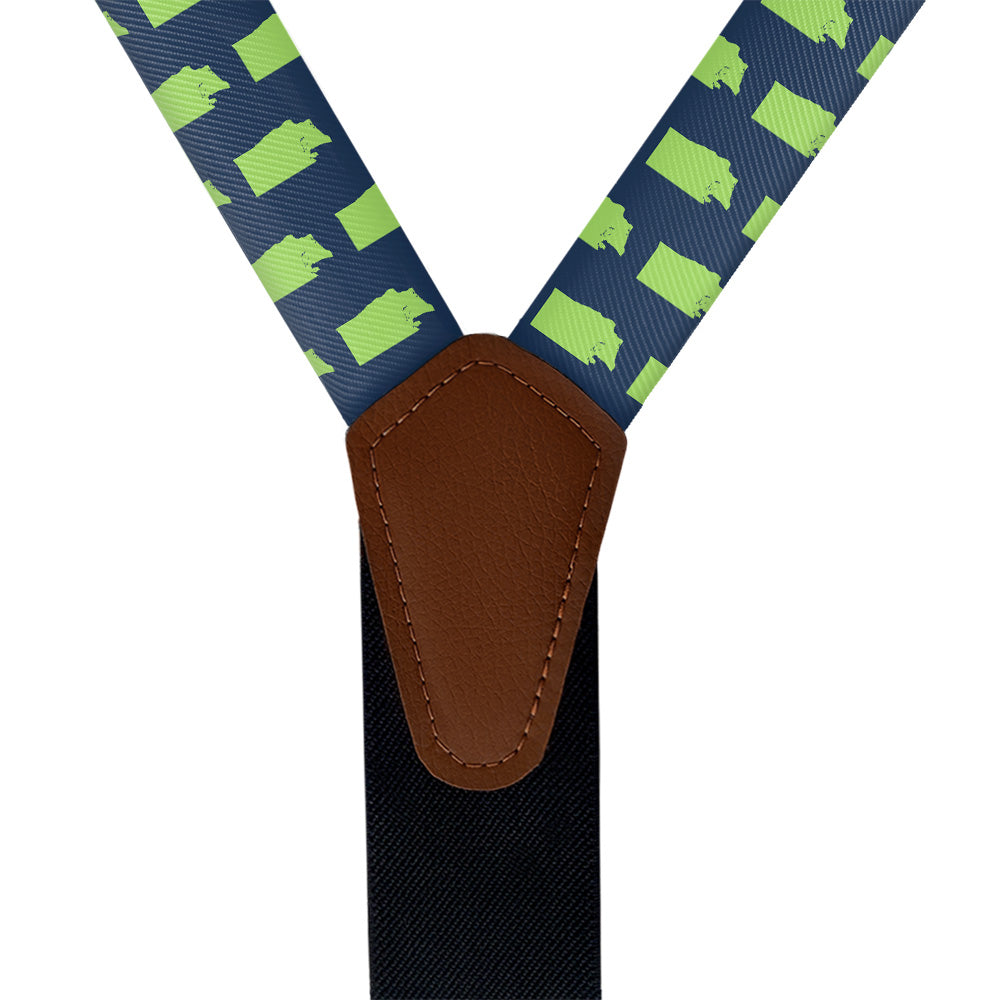 Washington State Outline Suspenders - Vegan Leather Y-Back - Knotty Tie Co.