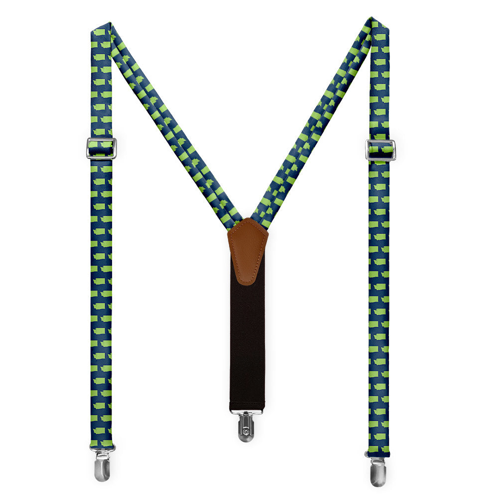 Washington State Outline Suspenders - Full Front View - Knotty Tie Co.