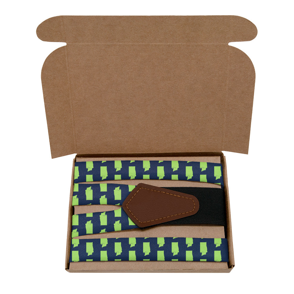 Washington State Outline Suspenders - Kraft Gift Box Packaging - Knotty Tie Co.