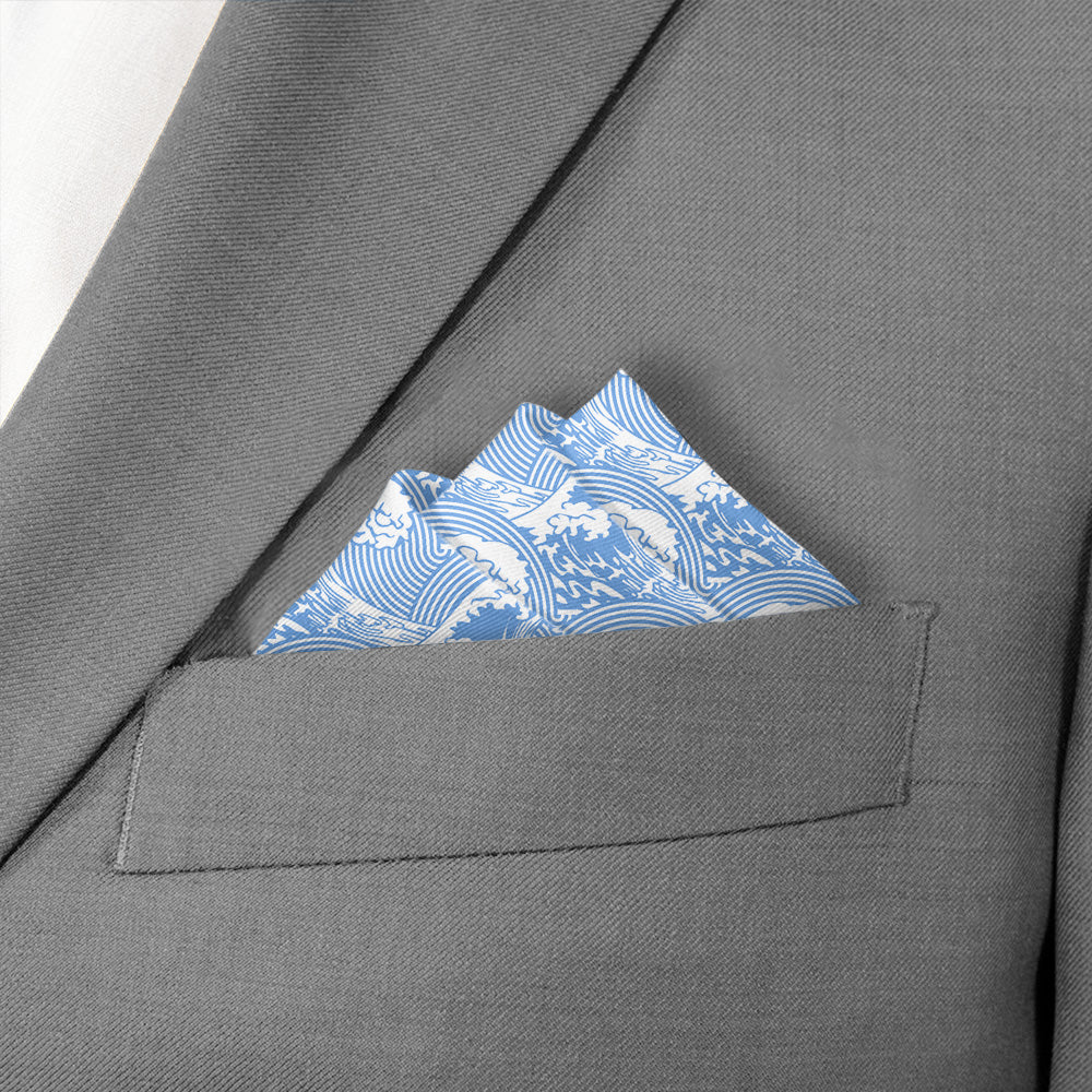 Waves Pocket Square - Stairs Fold - Knotty Tie Co.