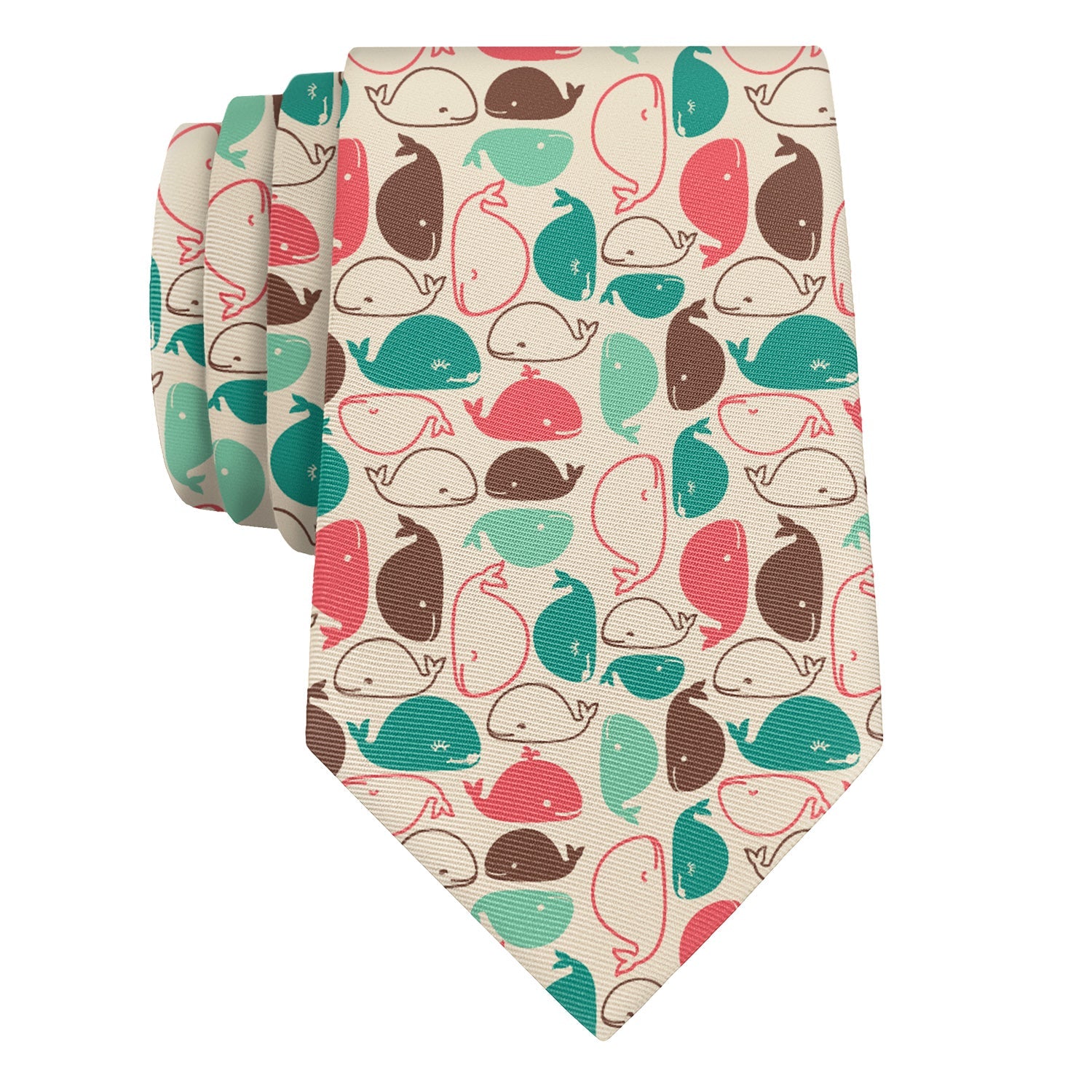 Whales Necktie - Rolled - Knotty Tie Co.