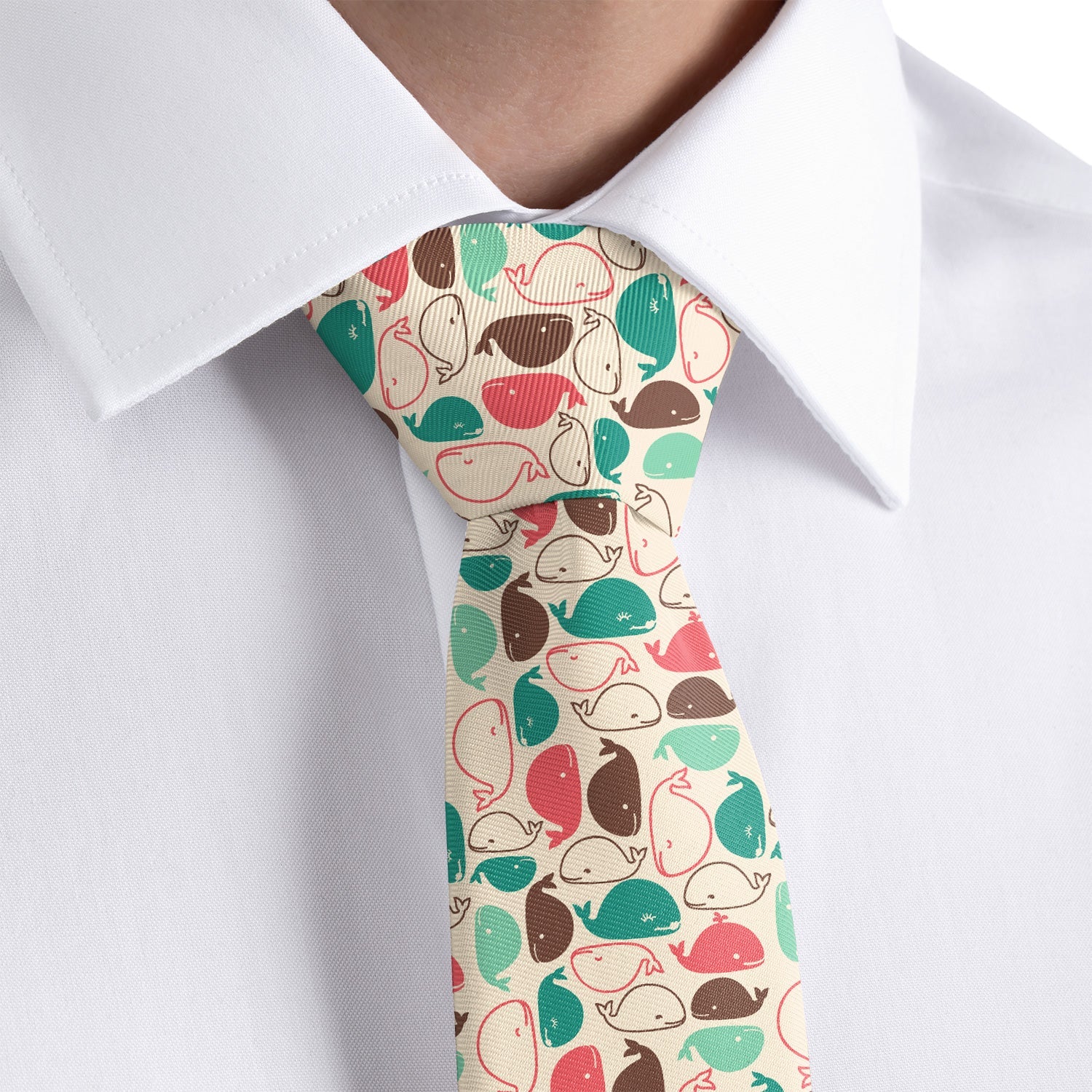 Whales Necktie - Rolled - Knotty Tie Co.