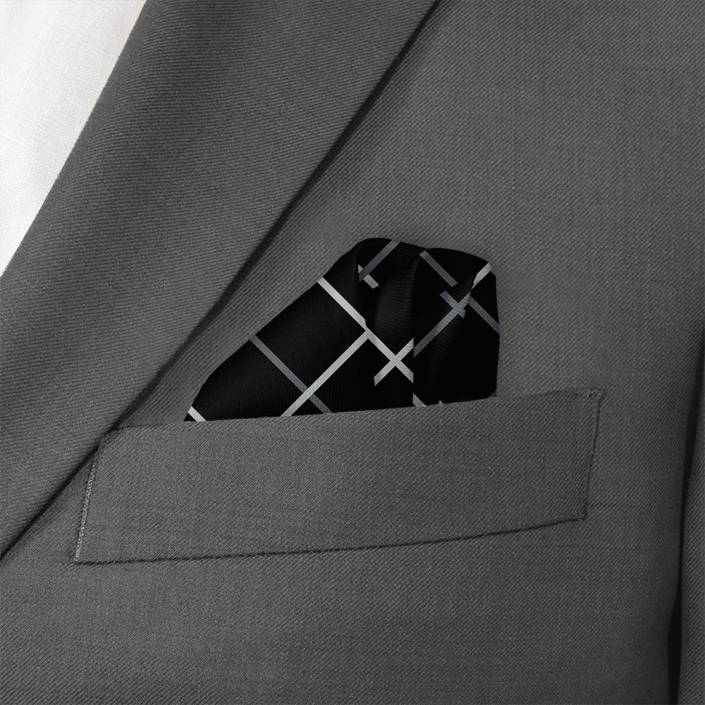 Windowpane Plaid Pocket Square - Wave Fold - Knotty Tie Co.