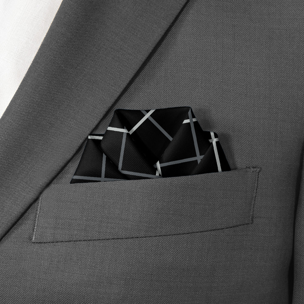 Windowpane Plaid Pocket Square - Scalloped Fold - Knotty Tie Co.