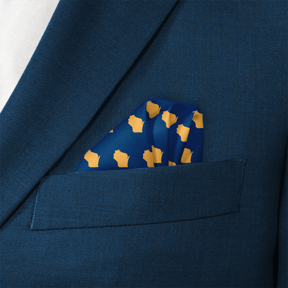 Wisconsin State Outline Pocket Square - Wave Fold - Knotty Tie Co.