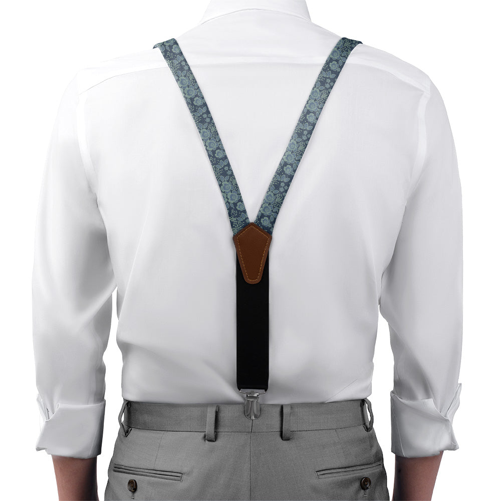 Woodland Floral Suspenders - On Model Front View - Knotty Tie Co.