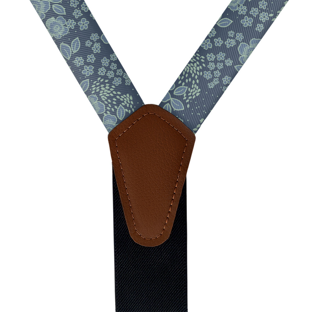 Woodland Floral Suspenders - Vegan Leather Y-Back - Knotty Tie Co.