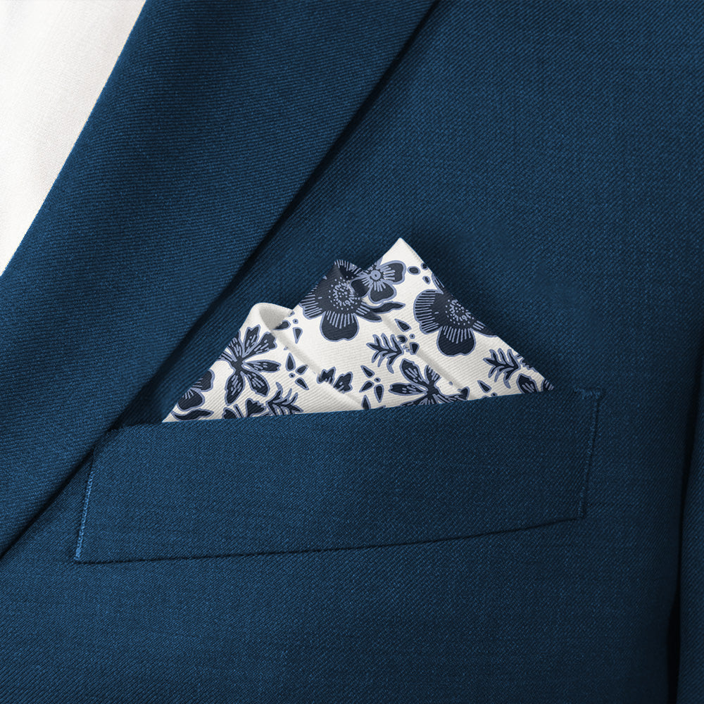 Zak Floral Pocket Square - Stairs Fold - Knotty Tie Co.