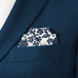 Zak Floral Pocket Square - Scalloped Fold - Knotty Tie Co.