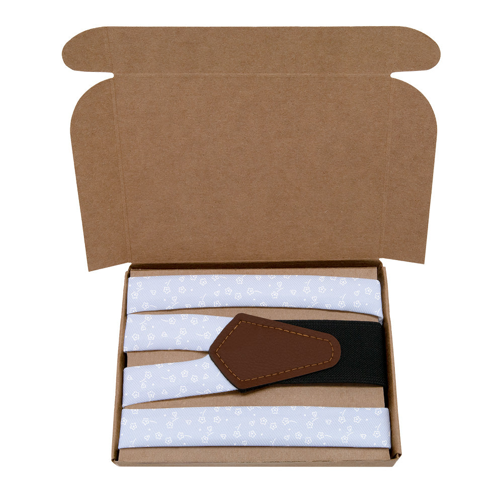 Zoey Floral Suspenders - Kraft Gift Box Packaging - Knotty Tie Co.