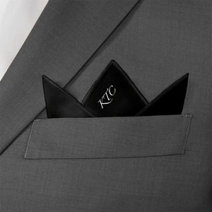 Script Printed Monogram Pocket Square - Crown Fold - Knotty Tie Co.