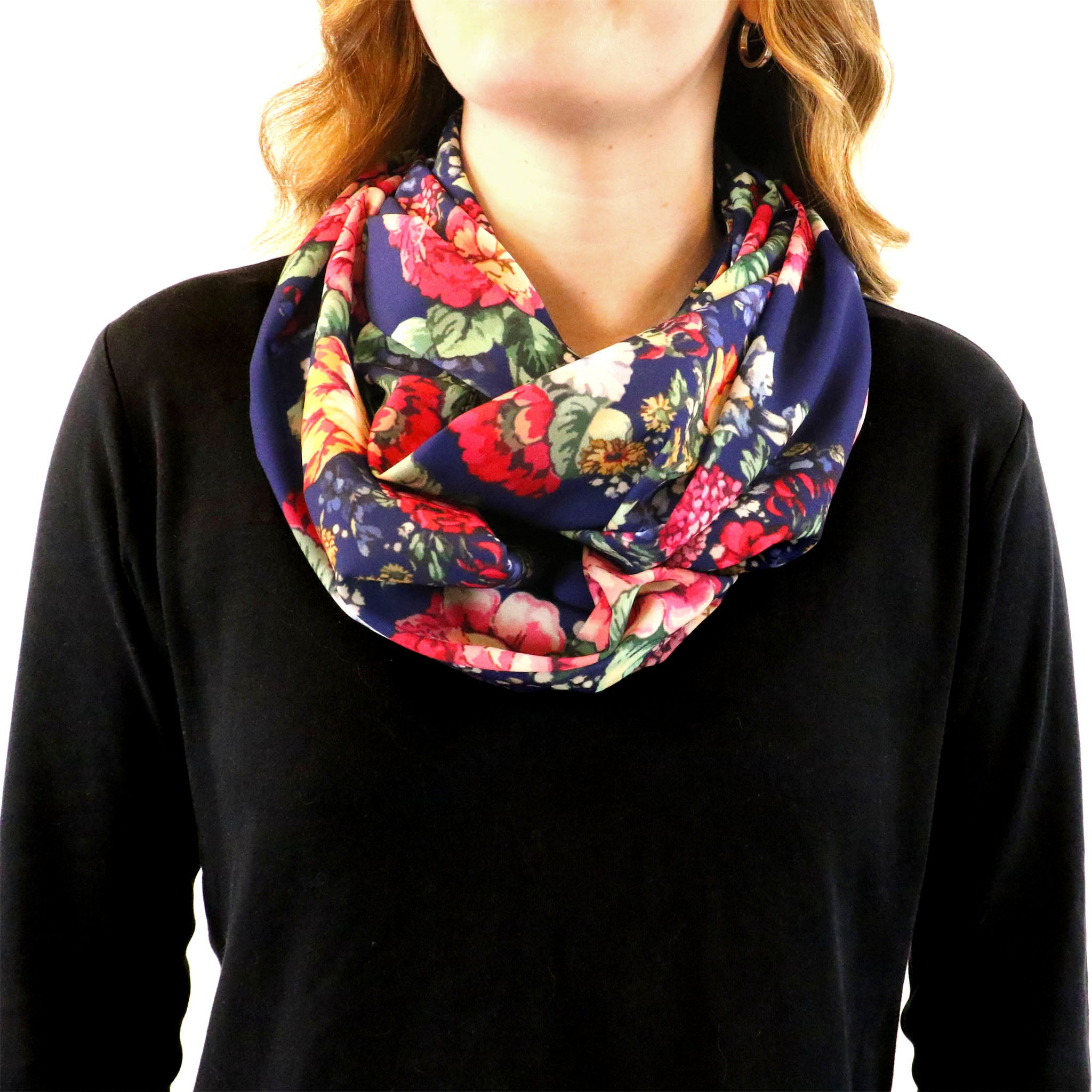 Allison Floral Infinity Scarf - Front View - Knotty Tie Co.