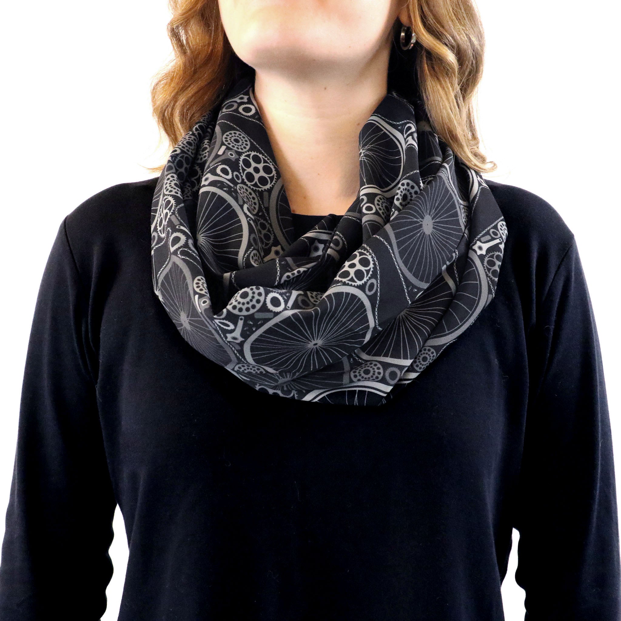 Bike Parts Infinity Scarf - Front View - Knotty Tie Co.