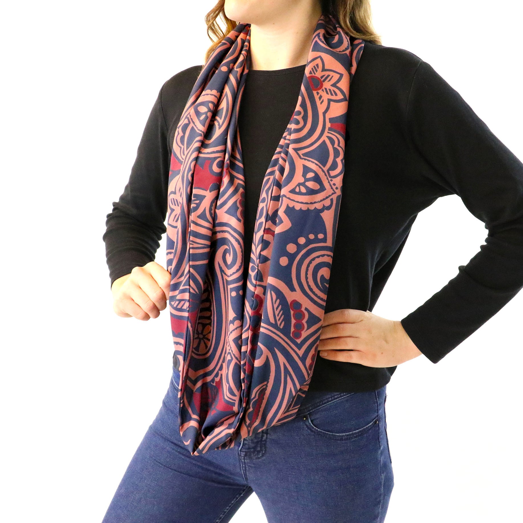 Rustica Paisley Infinity Scarf - Side View - Knotty Tie Co.