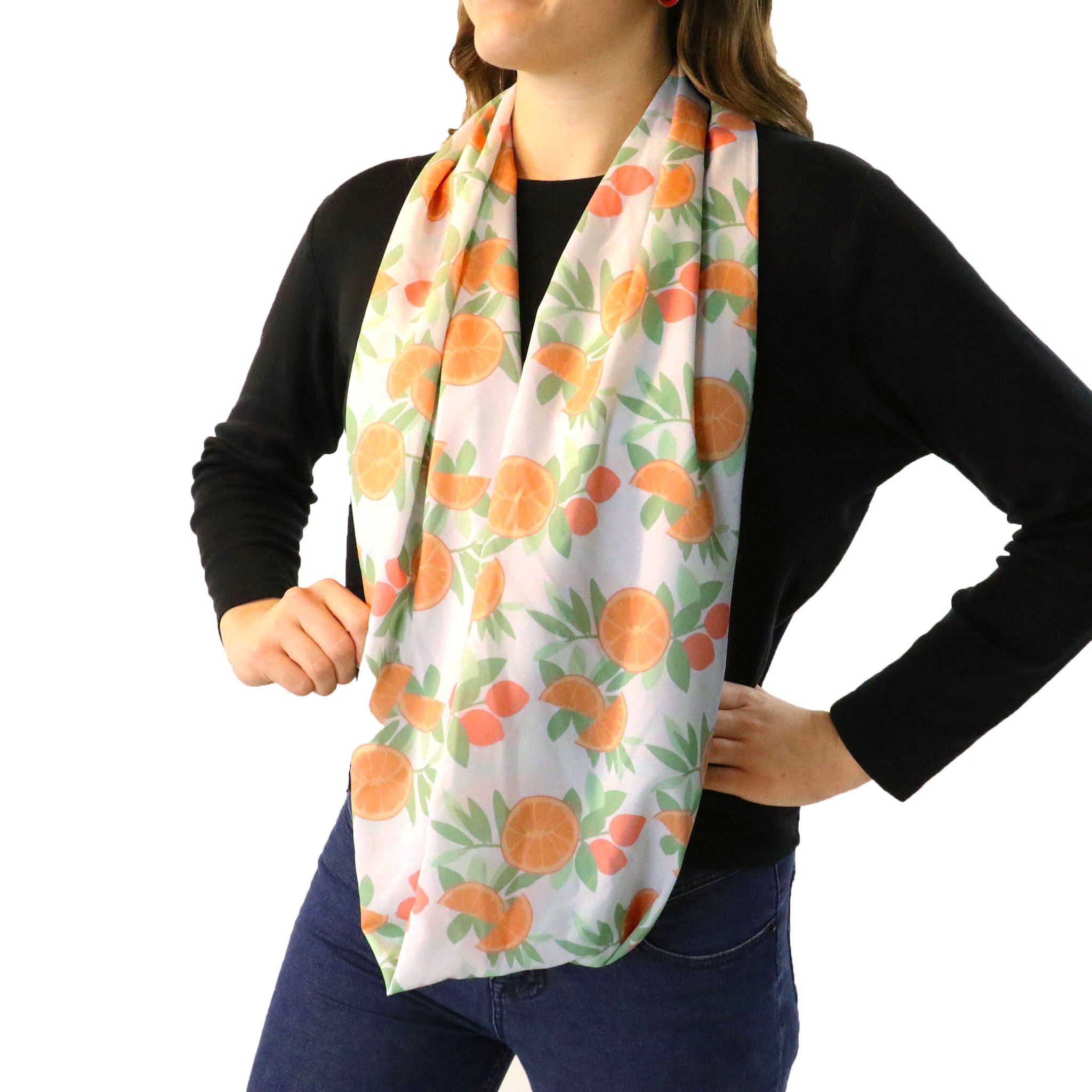 Citrus Blossom Infinity Scarf - Side View - Knotty Tie Co.